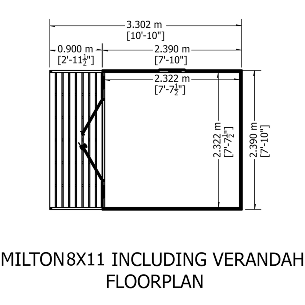 Shire Milton 8 x 11ft Double Door Shiplap Apex Summerhouse Image 8