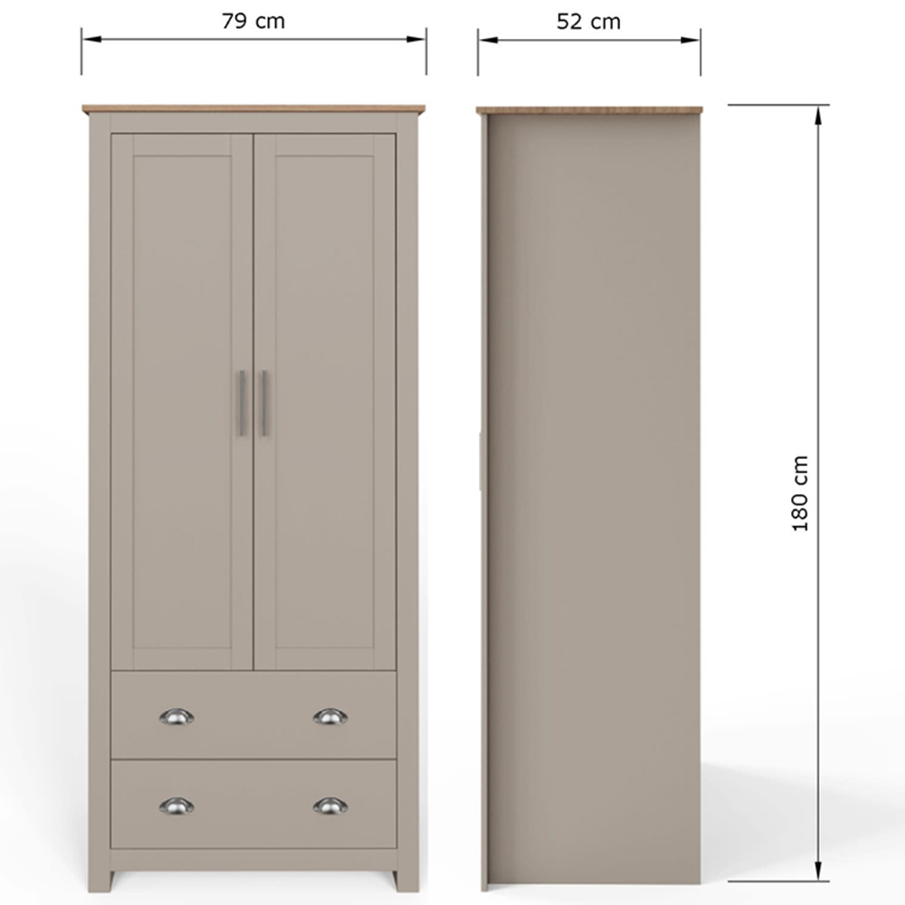 GFW Lancaster 2 Door 2 Drawer Grey Wardrobe Image 9