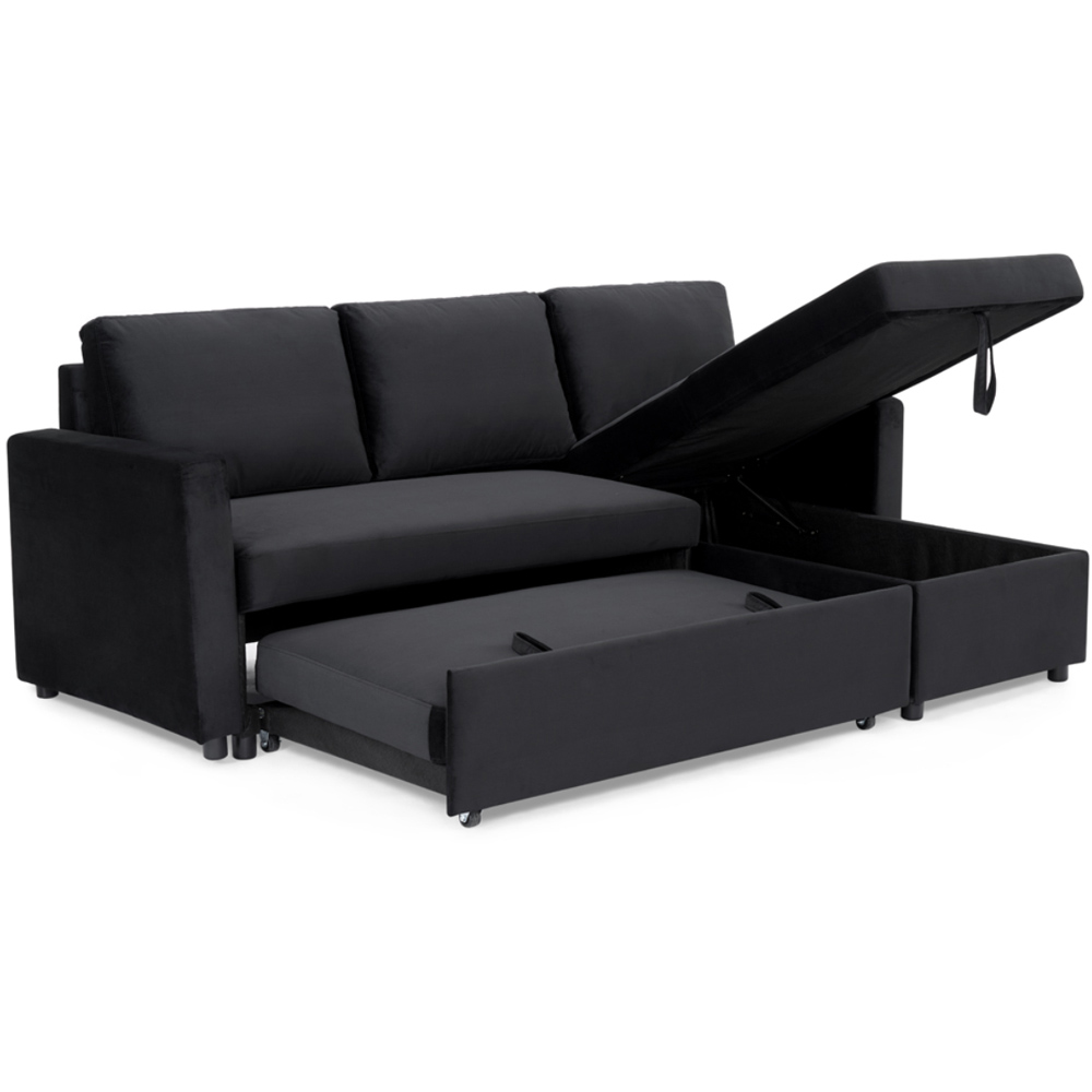 Home Detail Dorset Small Double Sleeper Black Velvet Pull Out Sofa Bed with Storage Image 5