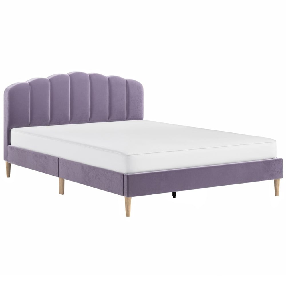 Flair Scallop Double Purple Velvet Bed Frame Image 2