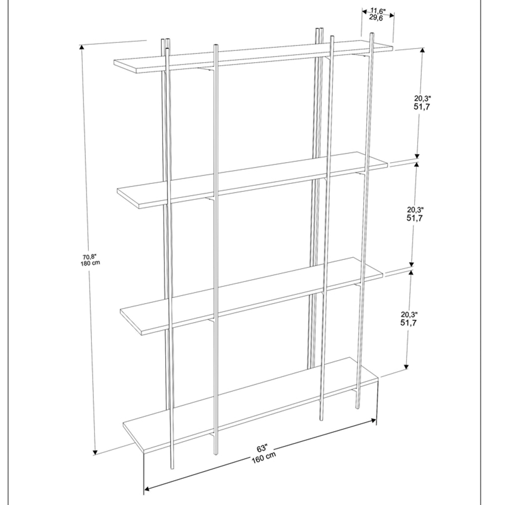Decorotika Moss 4 Shelf White and Black Bookcase Image 7