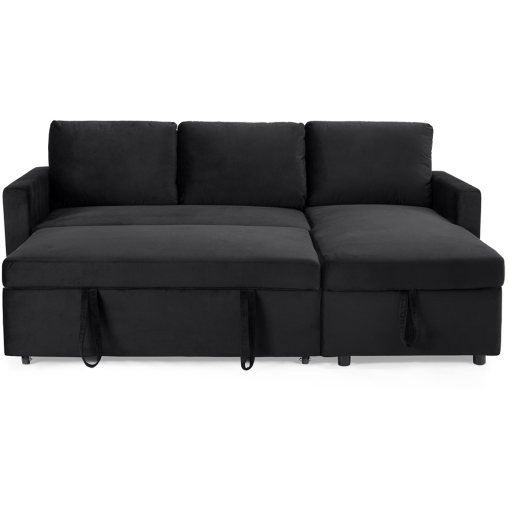 Home Detail Dorset Small Double Sleeper Black Velvet Pull Out Sofa Bed with Storage Image 3