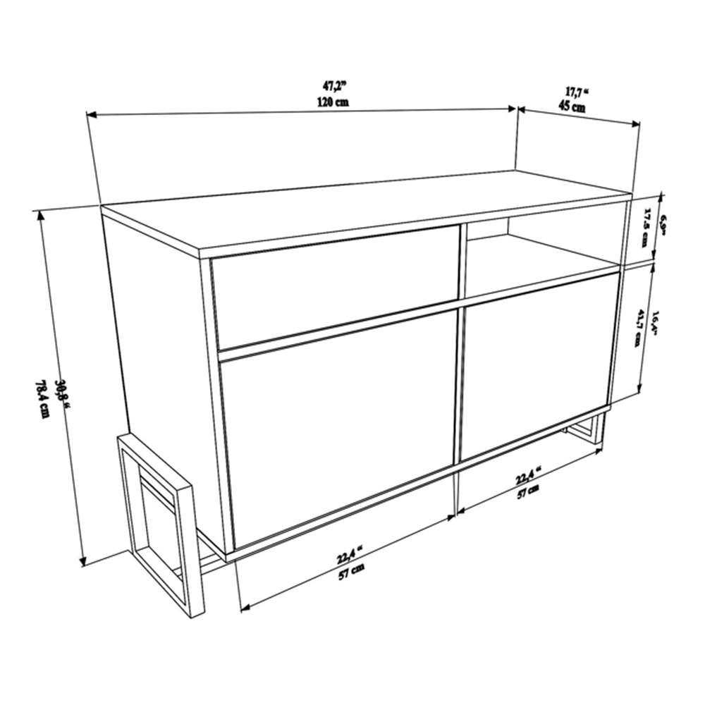 Decorotika Utopie 3 Door Singe Shelf White and White Marble Effect Modern Storage Cabinet Image 4