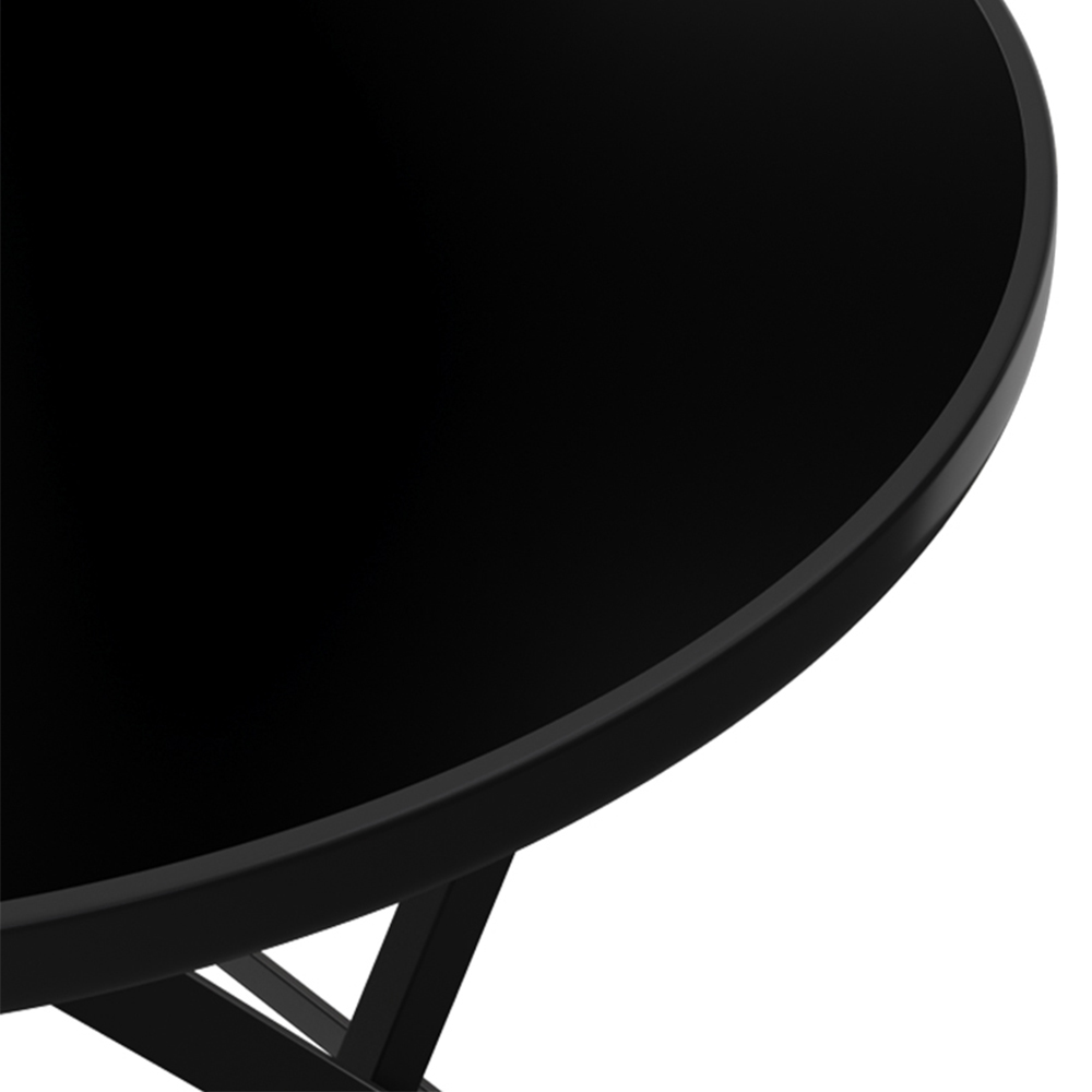 Living and Home Black Metal Outdoor Oval Folding Table with Umbrella Hole Image 6