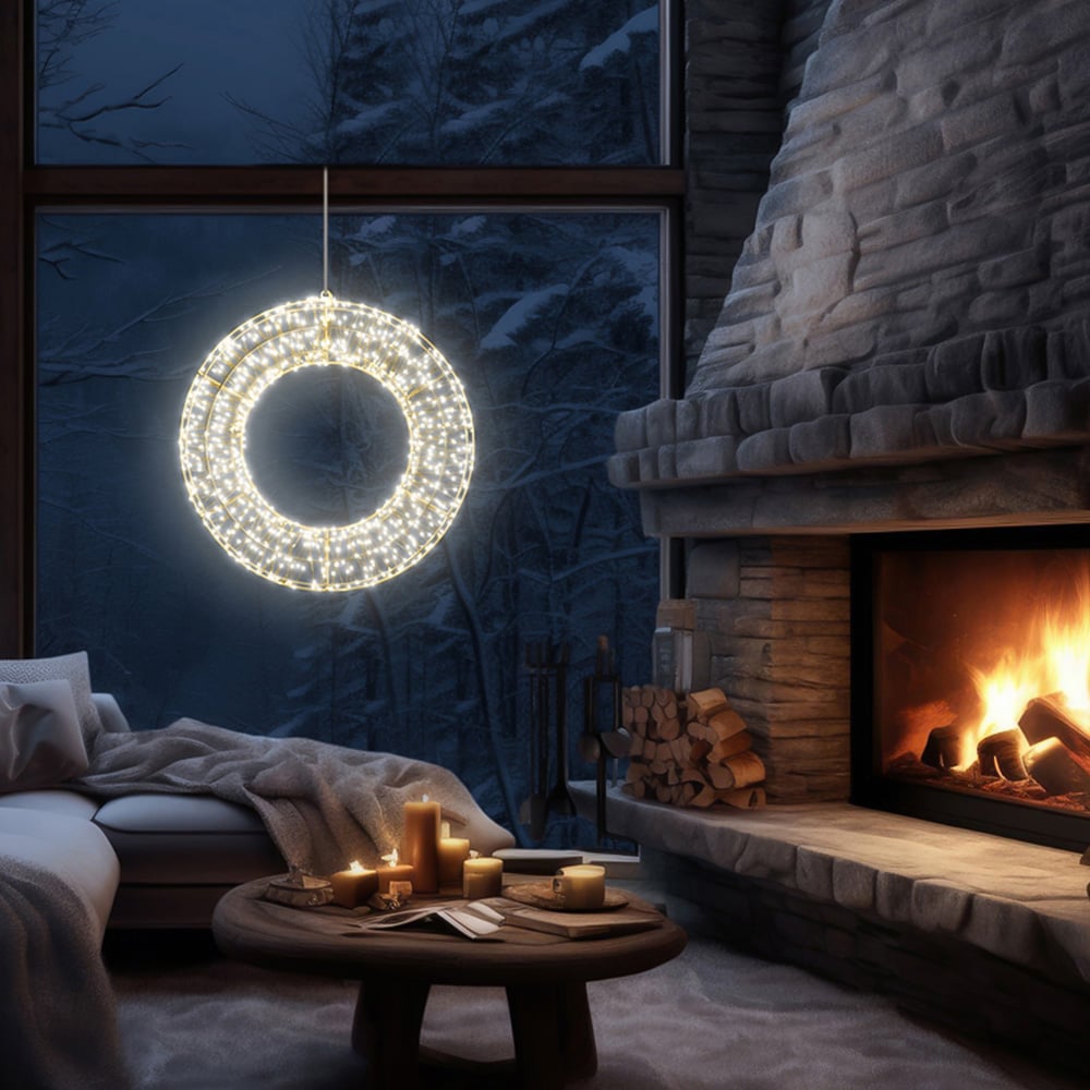 Xmas Haus Warm White LED Metal Wreath 70cm Image 5