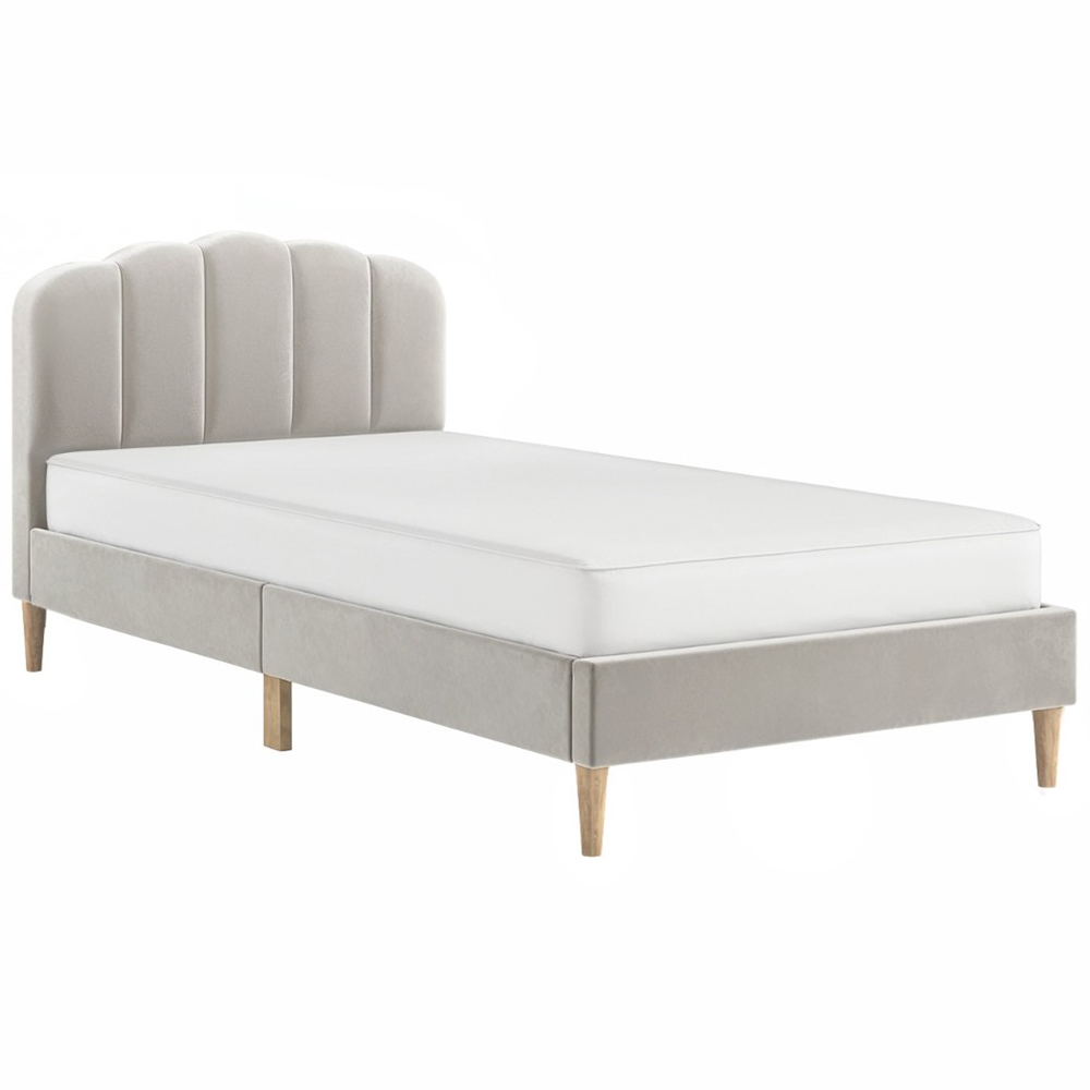 Flair Scallop Single Beige Velvet Bed Frame Image 2