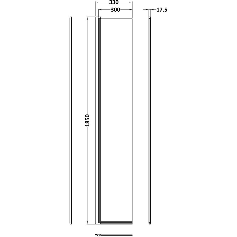 nuie Brushed Pewter Wetroom Hinged Return Screen 1850 x 300mm Image 2