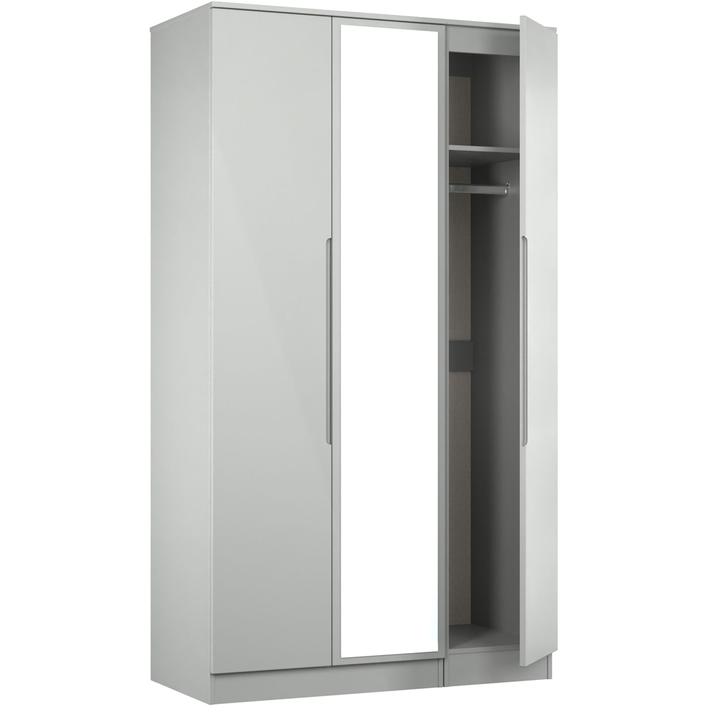 Crowndale Milan 3 Door Dusk Grey Tall Mirrored Wardrobe Ready Assembled Image 7