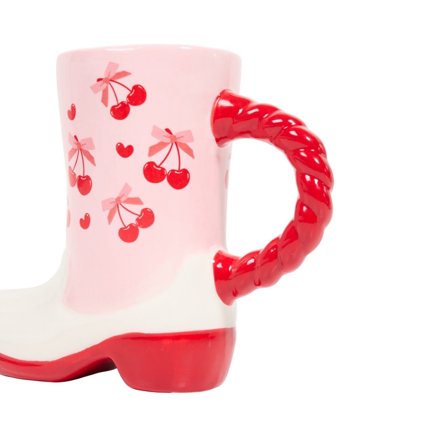 Cherry Cowboy Boot Mug with Handle - Pink Image 3