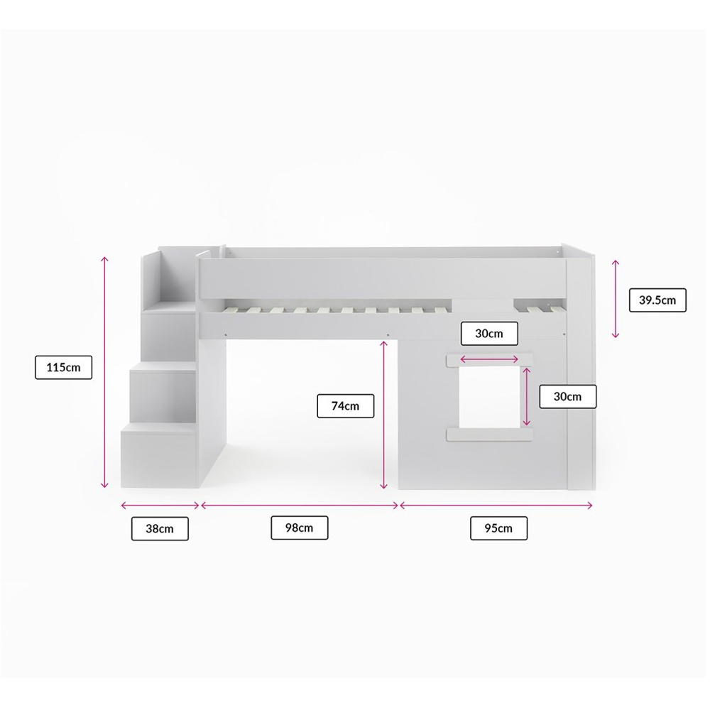 Flair Marlowe Single Mid Sleeper Storage Bed with Steps Image 6