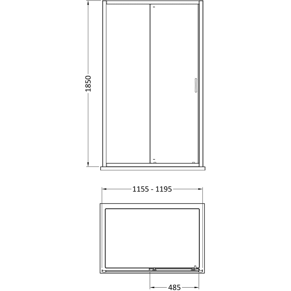 nuie Chrome Sliding Shower Door 1200mm Image 2