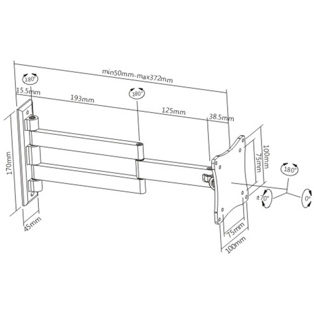 ProperAV White 13 to 28 Inch Heavy Duty Swing Arm Tilt and Swivel TV Bracket Image 8