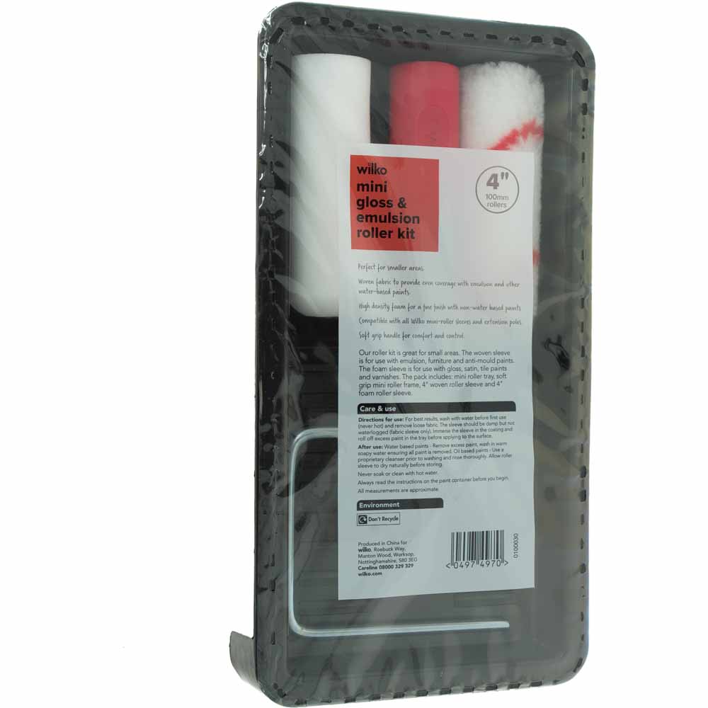 Wilko 4 Pack Mini Gloss and Emulsion Roller Kit Image 3