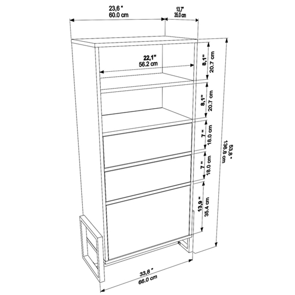 Decorotika Utopie 3 Door 2 Shelf White and White Marble Effect Modern Bookshelf Image 9
