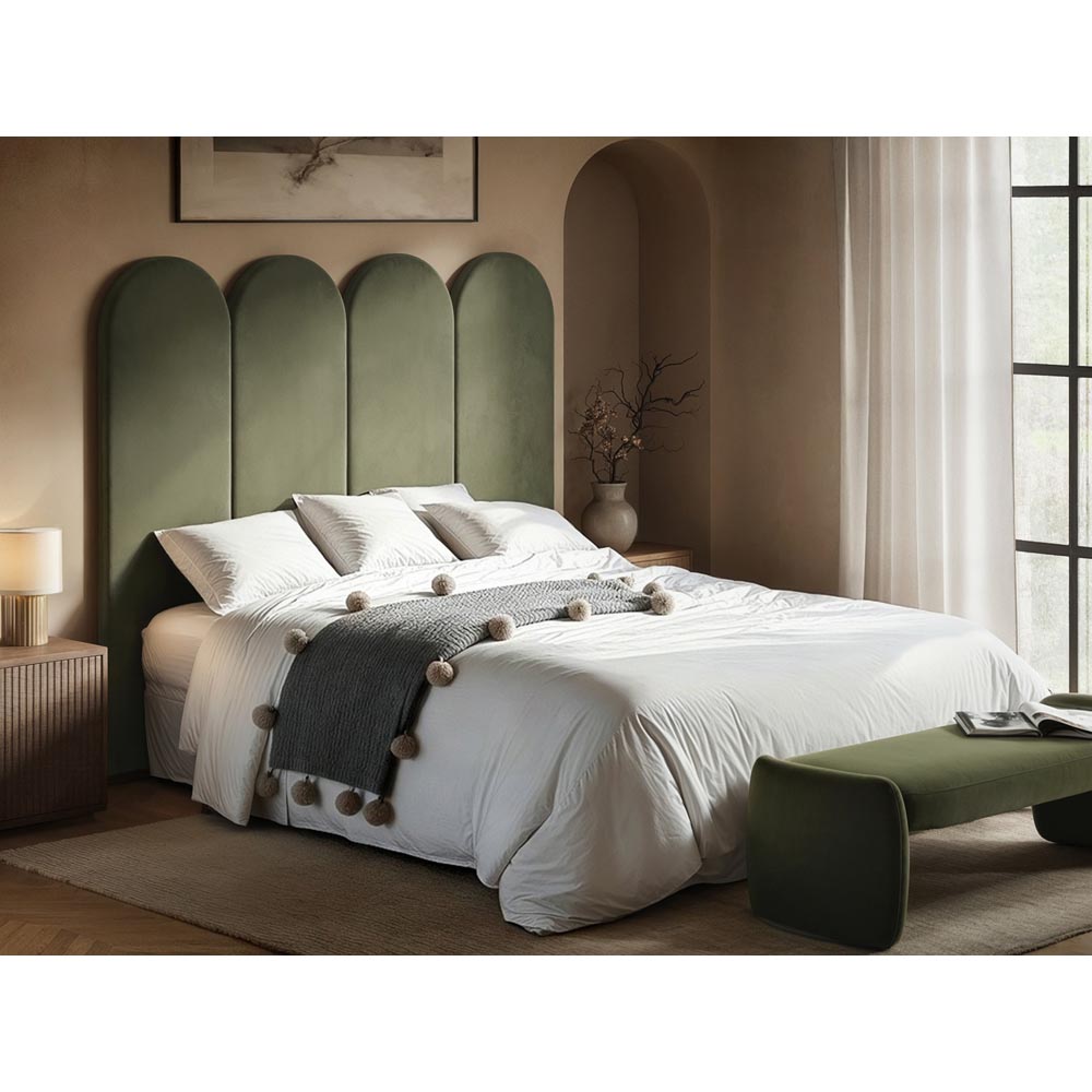 Solace+Co Cirrus Khaki Green Velvet Headboard Panel Image 6