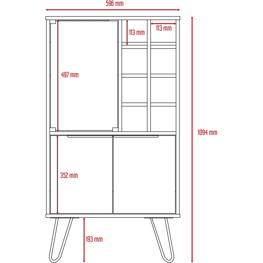 Core Products Nevada 3 Doors Smoke Oak Mirrored Wine Cabinet Image 5