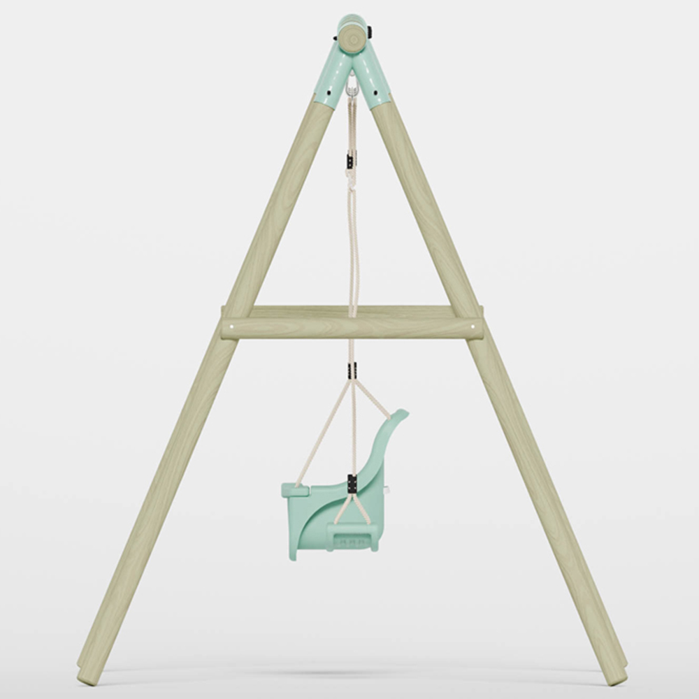 Mercia Wooden Round Pole Single Swing and Baby Seat Swing Set Image 5
