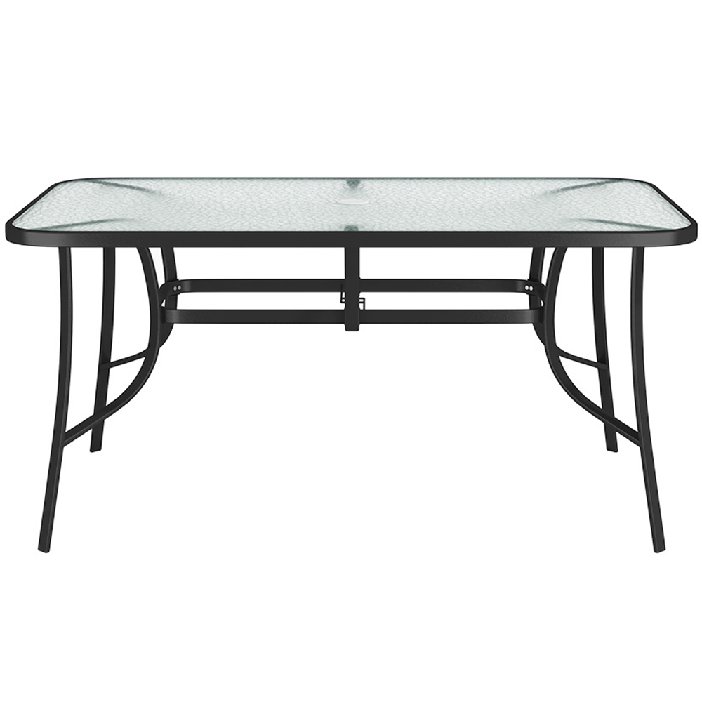 Living and Home Tempered Glass 4 Seater Rectangular Garden Dining Table Black Image 3