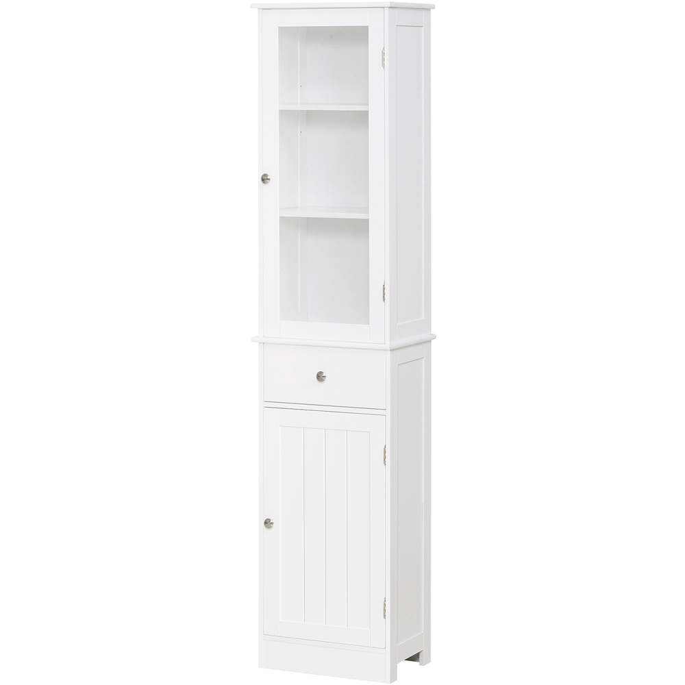 Kleankin 2 Door Single Drawer White Bathroom Floor Cabinet Image 2