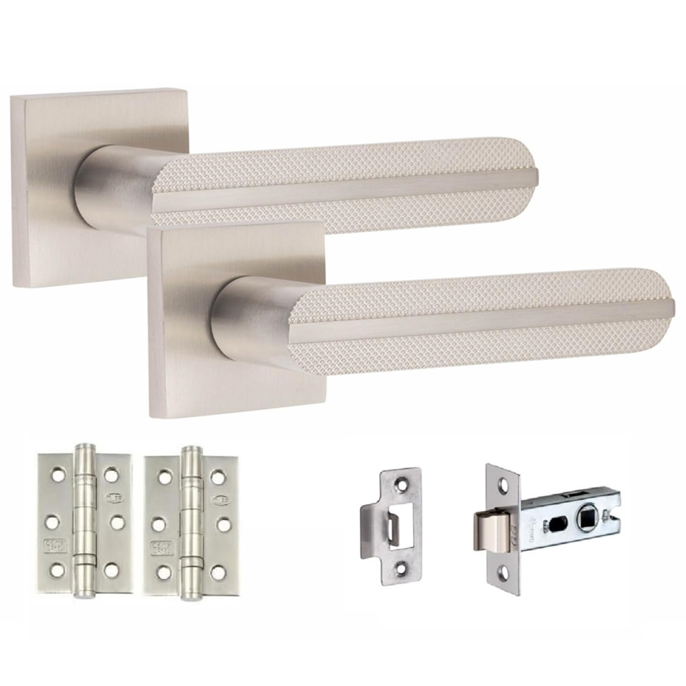 Golden Grace Satin Nickel Modern Lima Door Handle Set 5 Pack Image 2