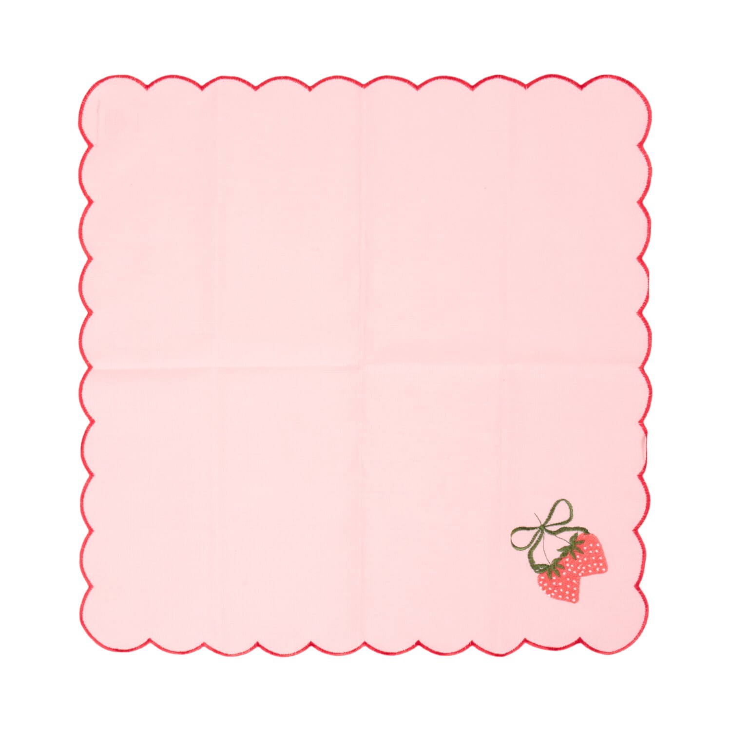 Pack of 4 Embroidered Strawberry Napkins Pink Image 5