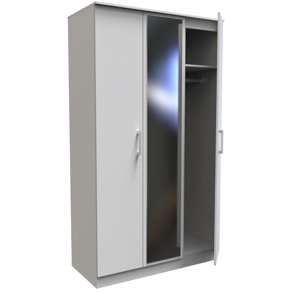 Crowndale Devon Ready Assembled 3 Door Grey Matt Mirrored Wardrobe Image 7