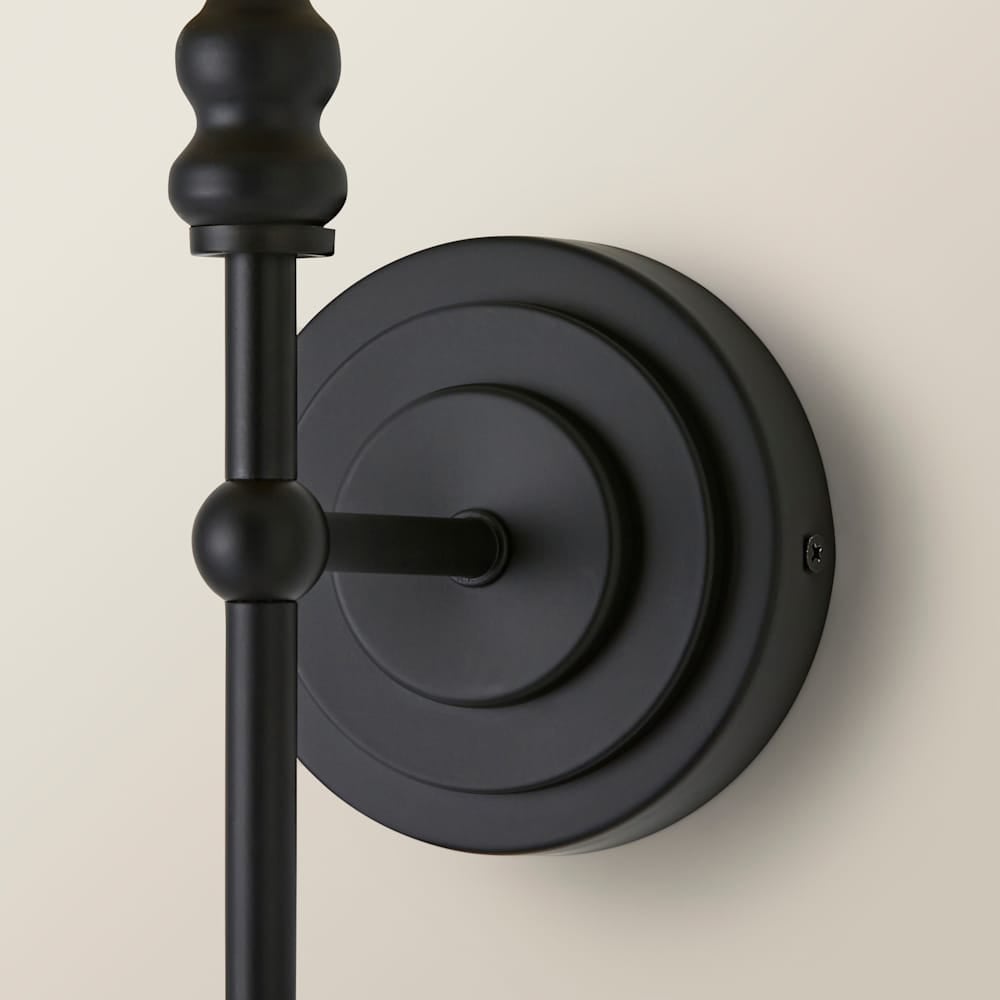 ValueLights Maggie Linen Shade Black Candlestick LED Wall Light with Bulb Image 5