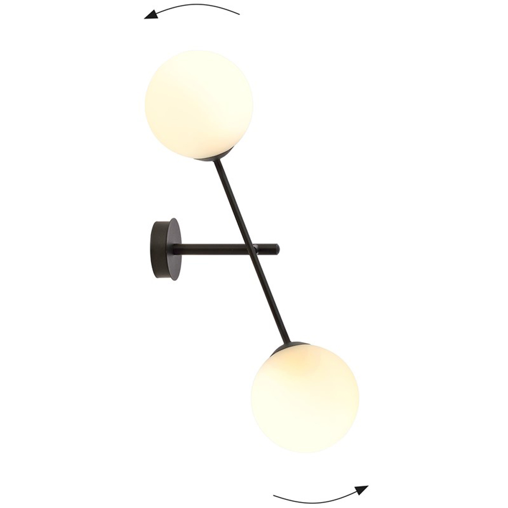 Emibig Linear 2 Light White Shade Black Wall Lamp Image 4