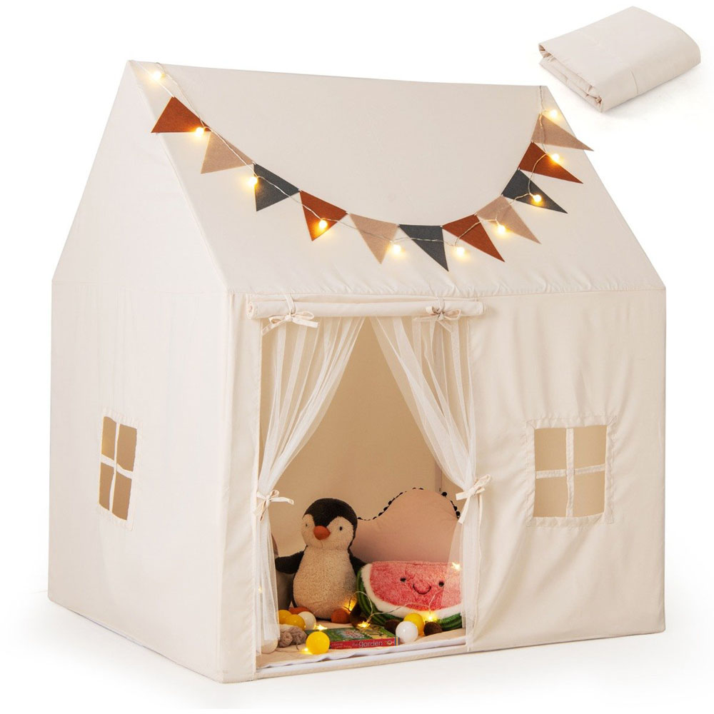 Costway 3 Person Indoor and Outdoor Toddler Tent with Padded Non Slip Mat Beige Image 3