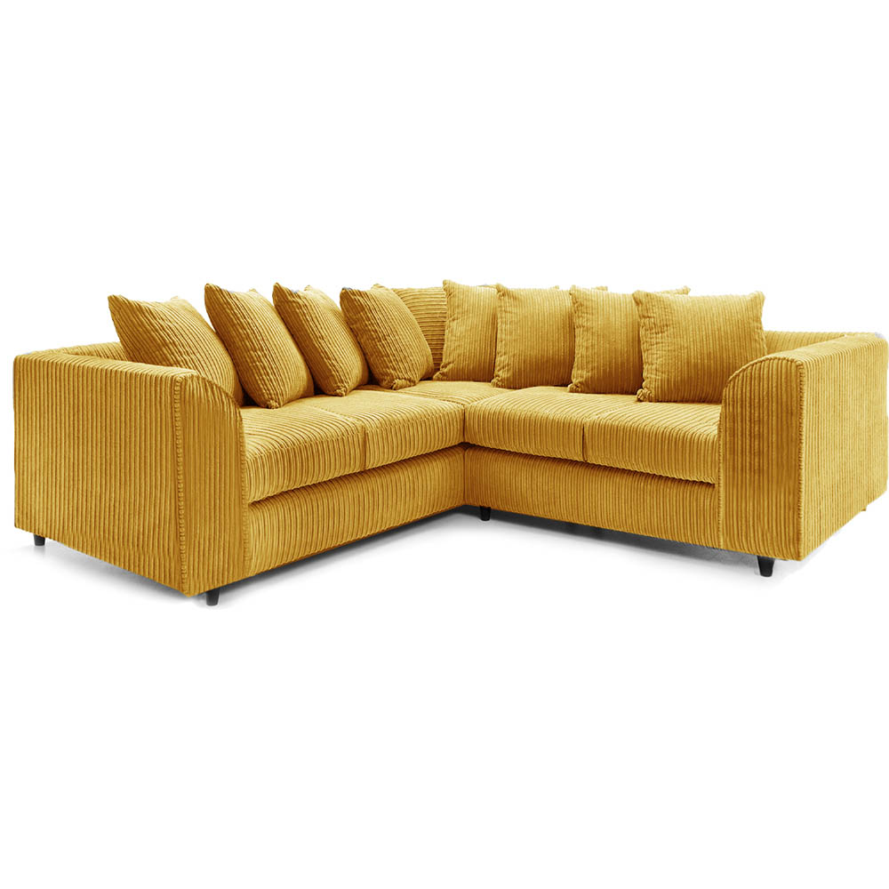 Luxor 5 Seater Mustard Jumbo Cord Scatter Back L Shaped Corner Sofa Set Image 2