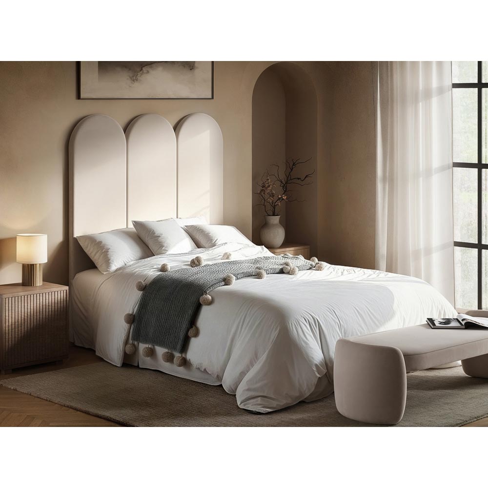 Solace+Co Cirrus Beige Velvet Headboard Panel Image 4