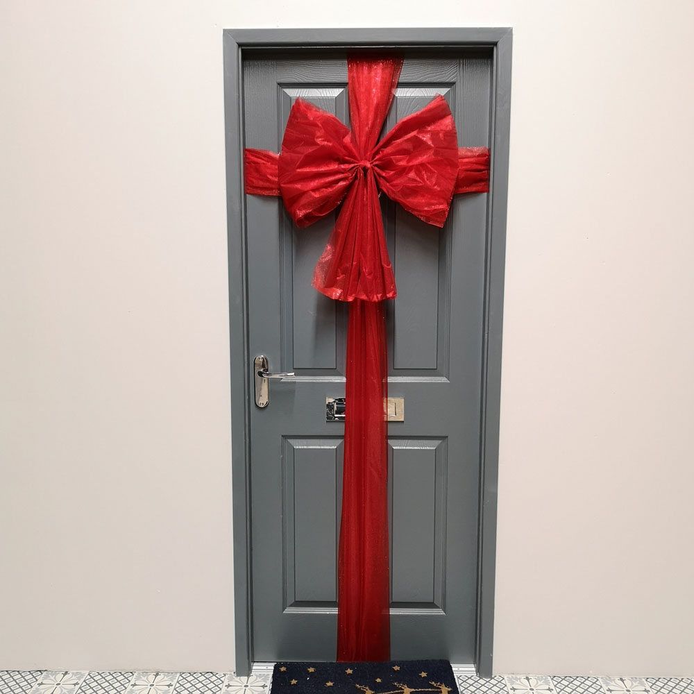 Premier Red Christmas Door Bow with Ribbon Wrap 48 x 60cm Image 2