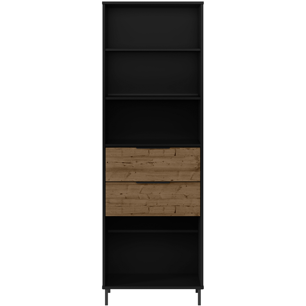 Seconique Madrid 2 Drawer 4 Shelf Black Acacia Effect Bookcase Image 3