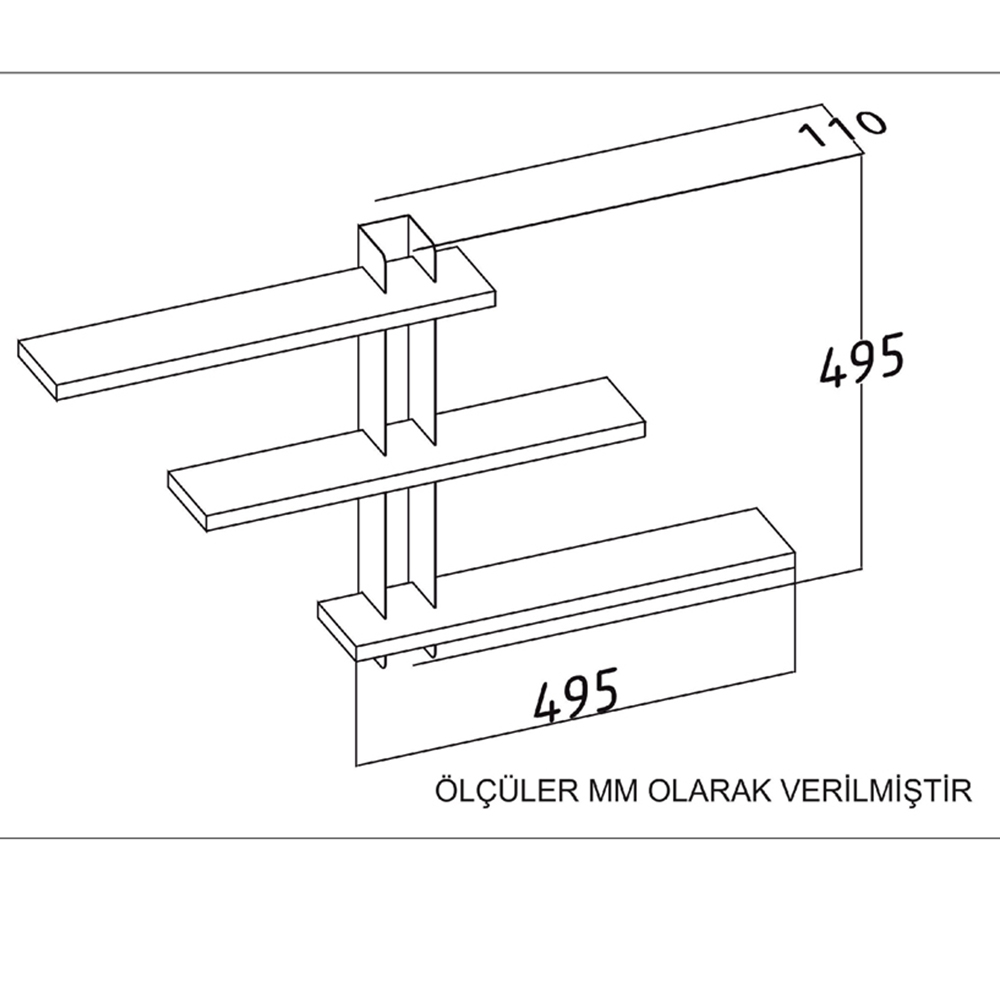 Decorotika Mita 3 Tier White and Blue Wall Mounted Shelf Image 6