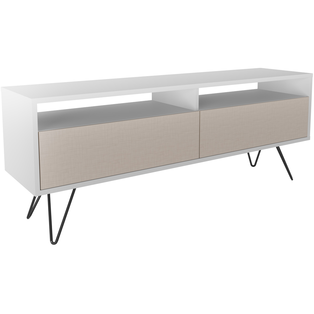 Decorotika Flay 2 Door 2 Shelf White and Beige TV Unit Image 7