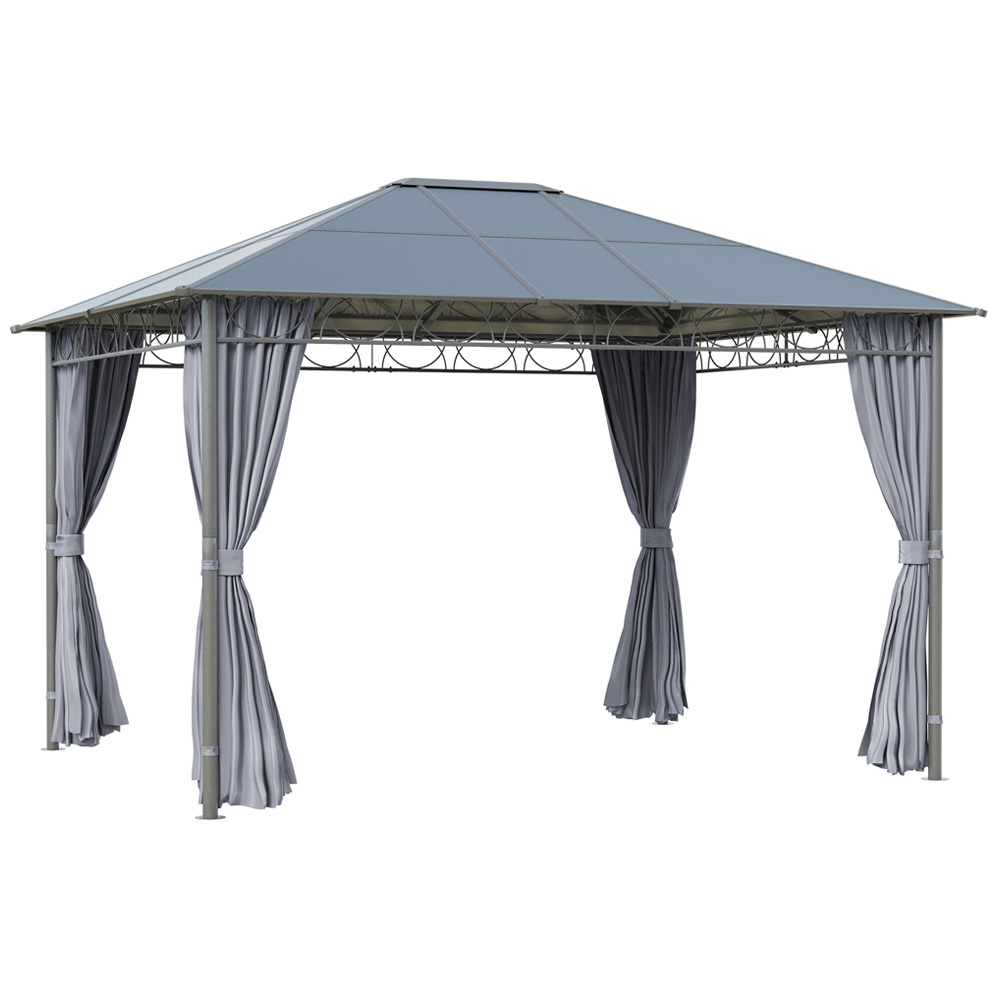 Outsunny 3.6 x 3m Grey Gazebo with Hardtop Image 2
