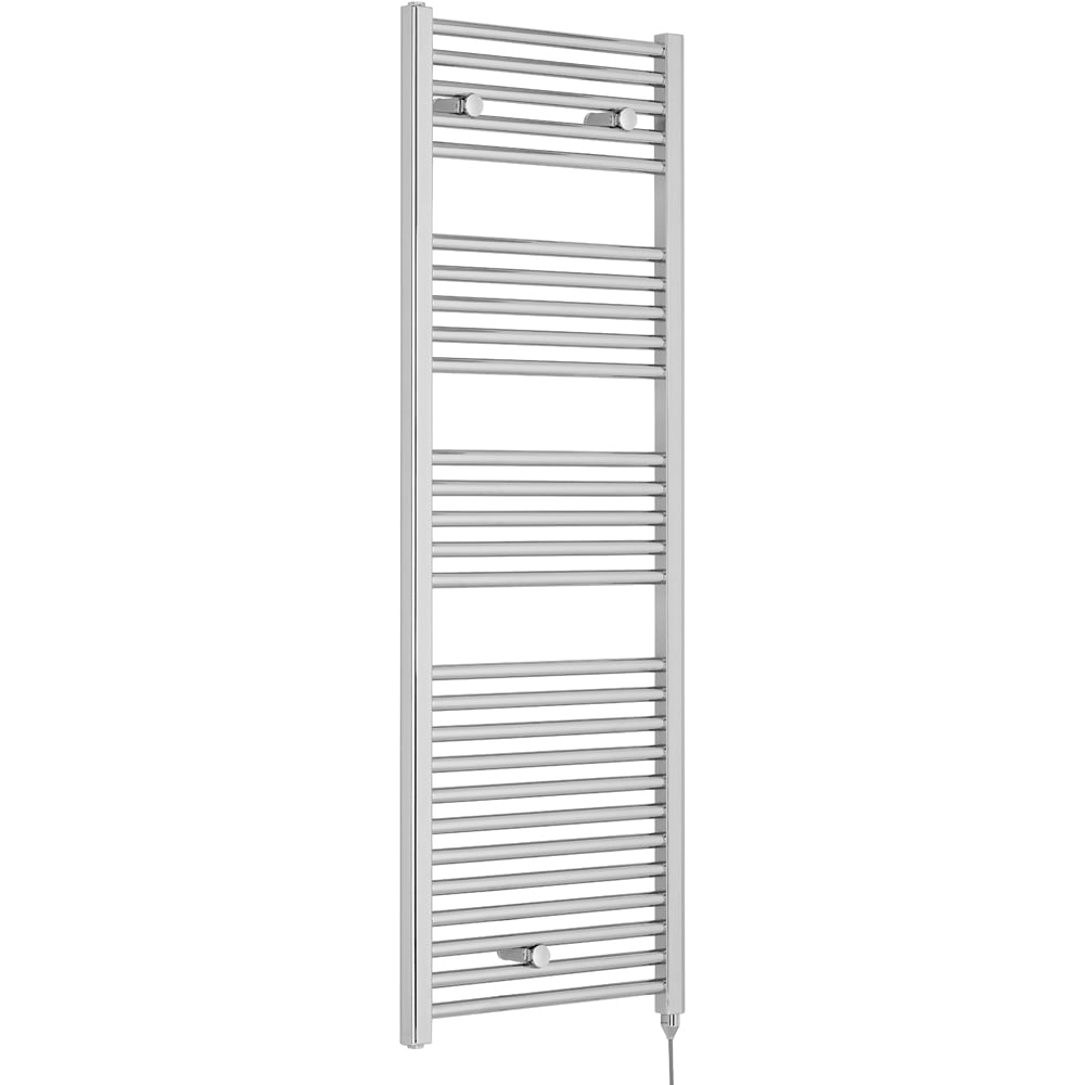 nuie Chrome 500W Round Electric Towel Rail 1375 x 480mm Image 1