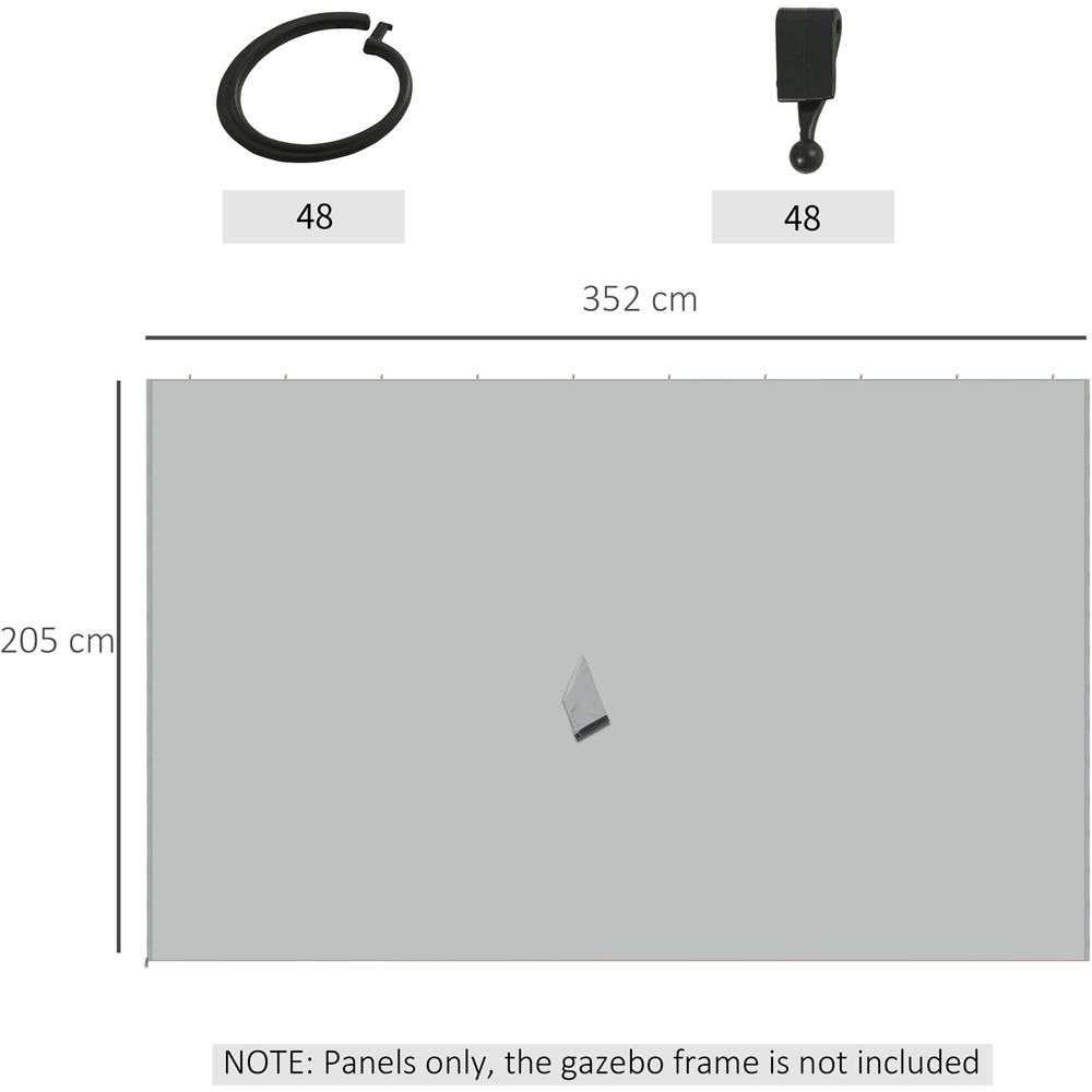 Outsunny Light Grey Universal Gazebo Replacement Sidewall 4 Pack Image 7