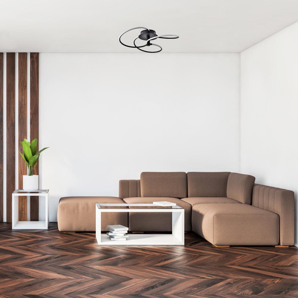 Happy Homewares Fan Shape Matt Black Sand LED Ceiling Light Image 2