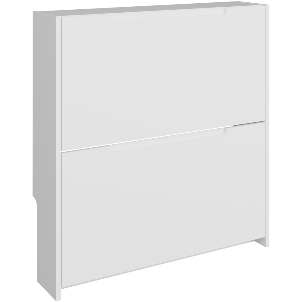 GFW 2 Tier White High Gloss Narrow Shoe Cabinet Image 2
