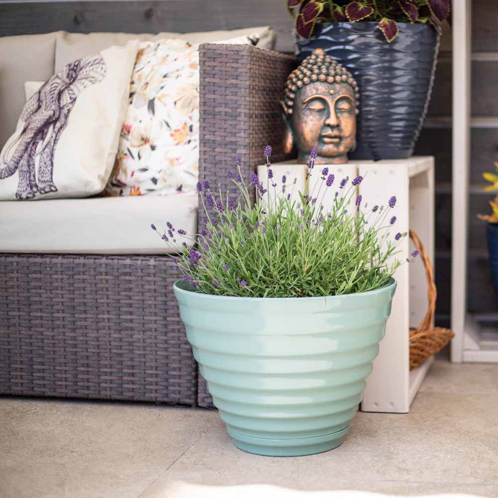 Plant Avenue Vale Sage Green Planter with In Built Saucer 40cm Image 4