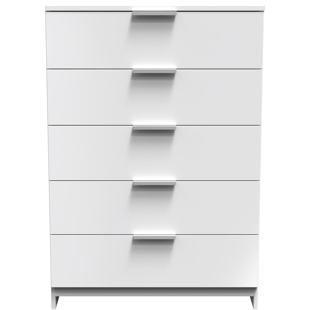 Crowndale Plymouth 5 Drawer White Gloss Wide Chest of Drawers Image 3