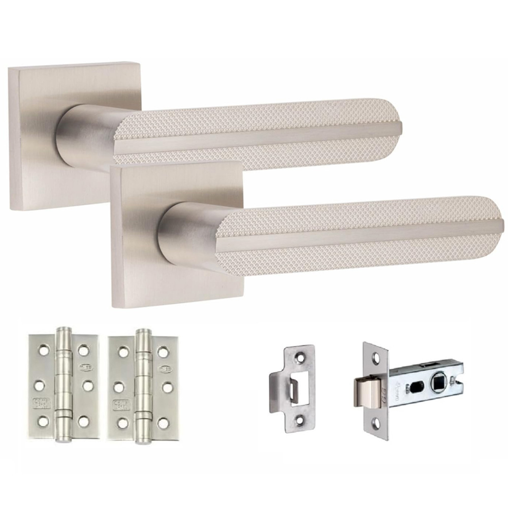 Golden Grace Satin Nickel Modern Lima Door Handle Set 4 Pack Image 2