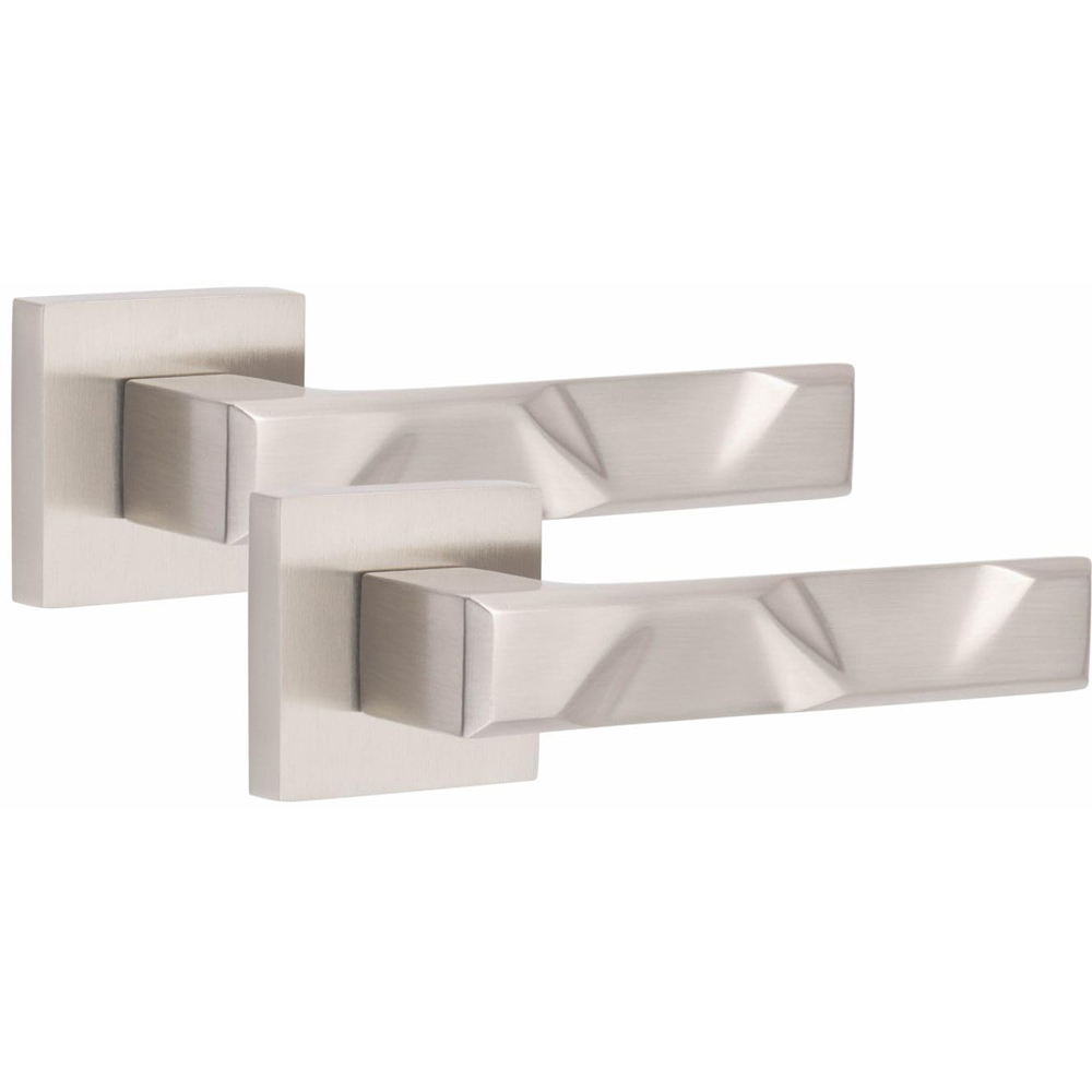 Golden Grace Satin Nickel Modern Nova Premium Door Handle Set Image 1