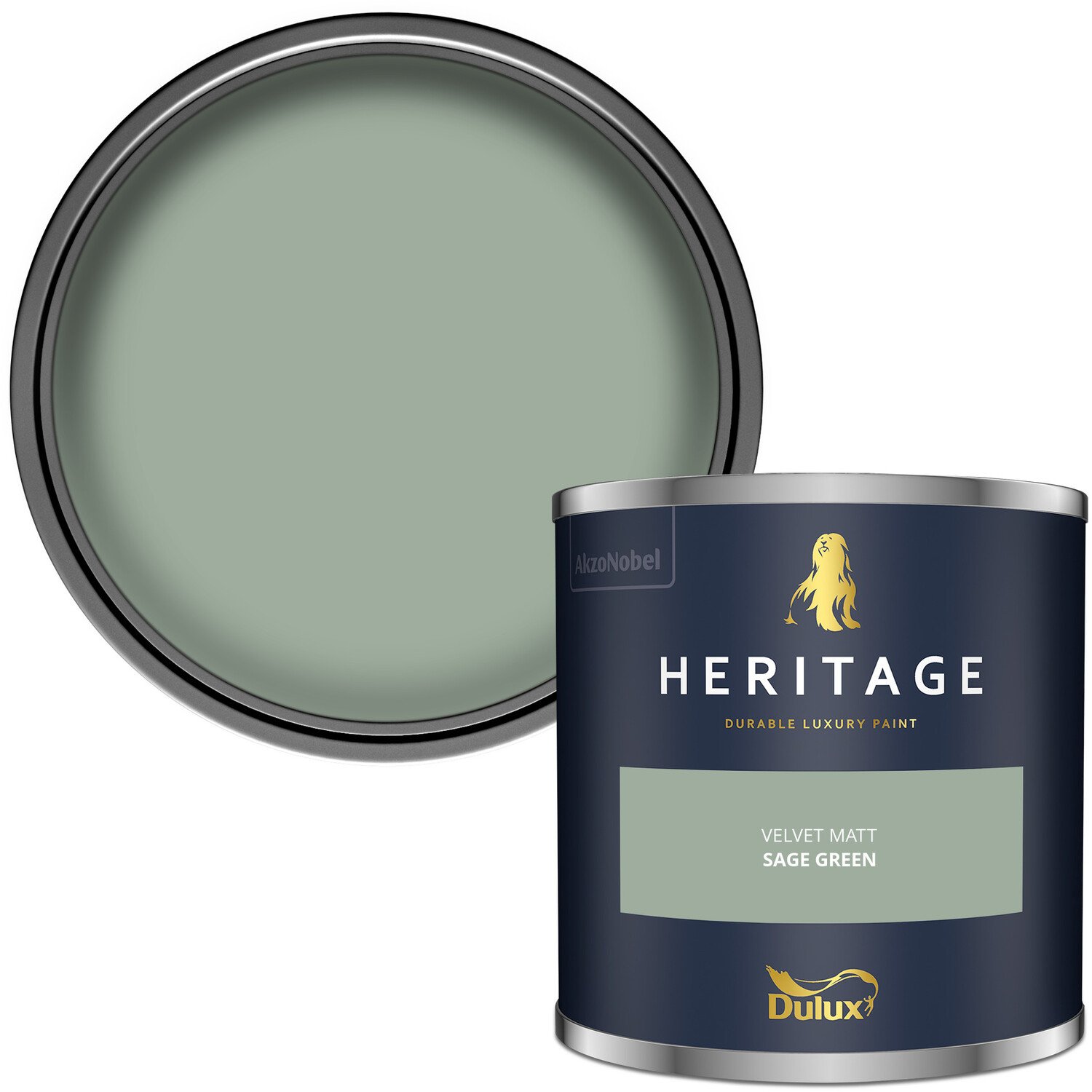 Dulux Heritage Walls and Ceilings Sage Green Velvet Matt Emulsion Paint Tester Image 2