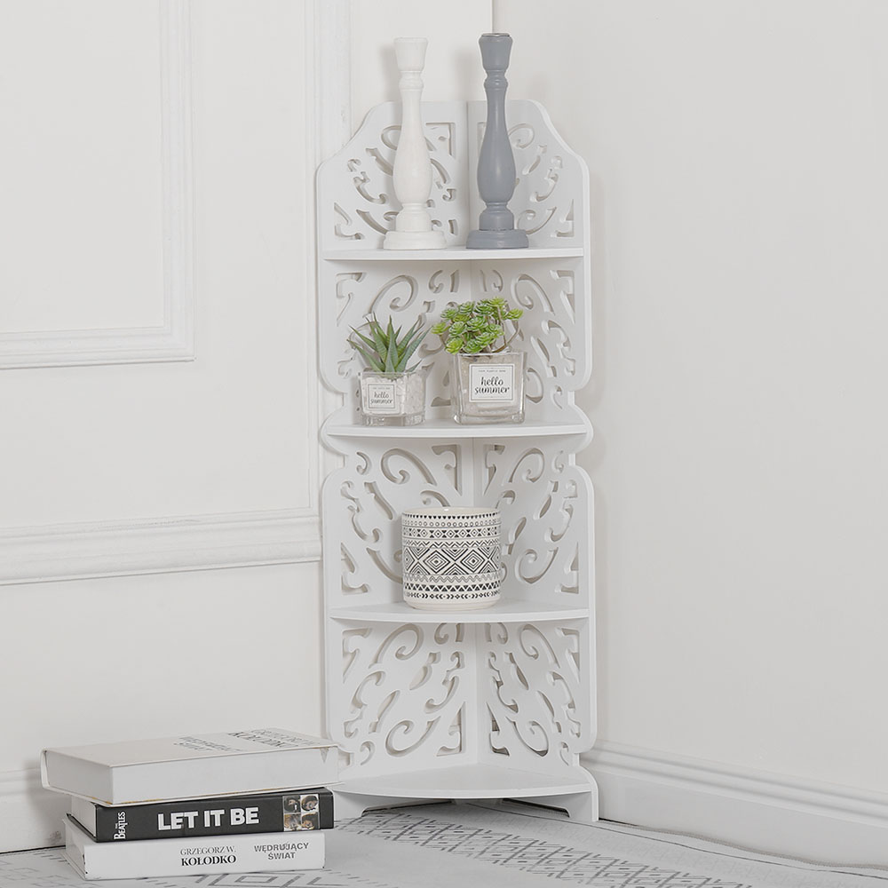 Living and Home Multi Tiered White Corner Plant Stand Image 7