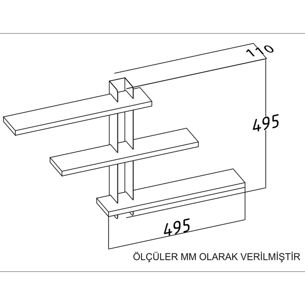 Decorotika Mita 3 Tier White and Black Wall Mounted Shelf Image 6