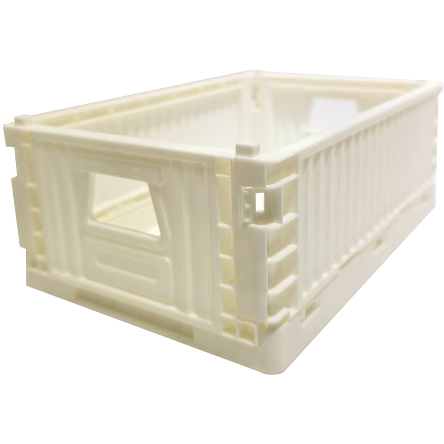 Pack of 3 My Home Ribbed Folding Crates Blue and White Image 6