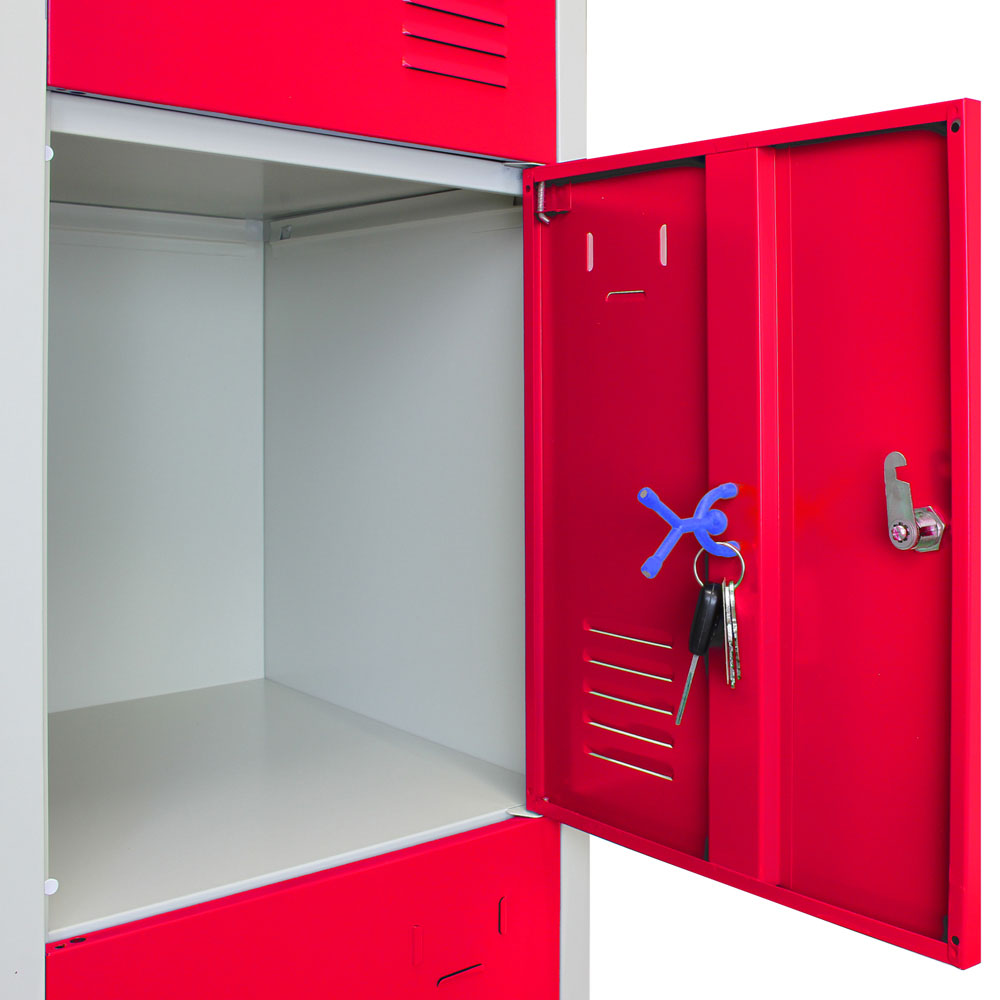 Monstershop 4 Door Red Metal Storage Locker 3 Pack Image 4