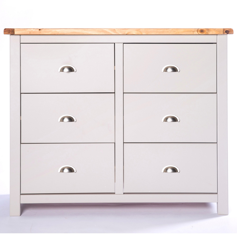 Cabinet Bits Argenta 6 Drawer Grey Chrome Cup Handle Chest of Drawers Image 2
